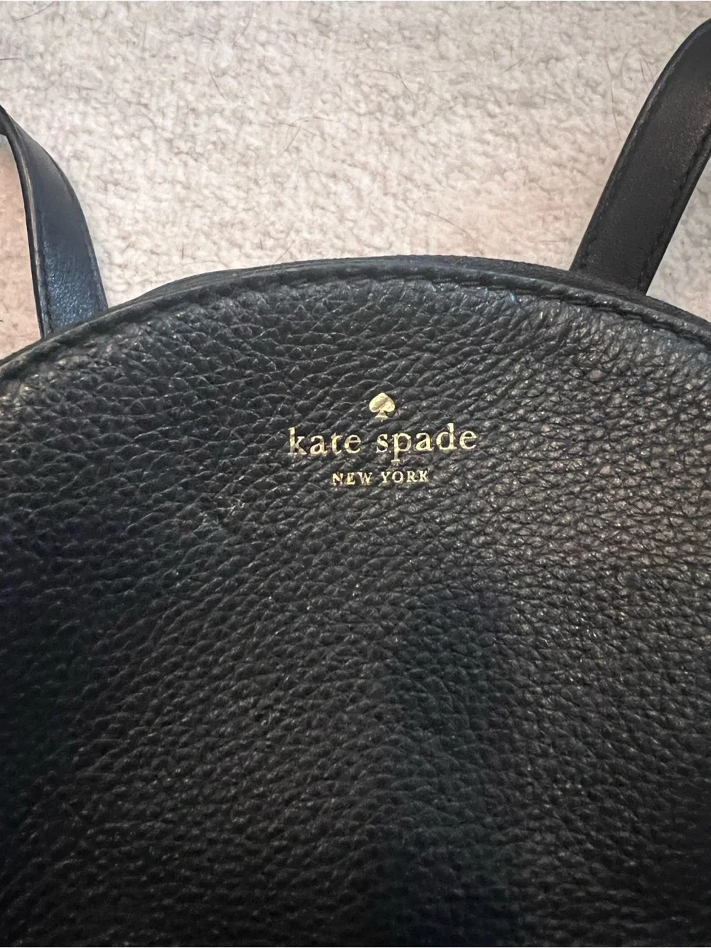 Kate Spade Pebbled Leather Mini Backpack 11x11 Black & Gold
